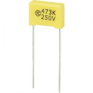 Image of MKS thin film capacitor Radial lead 0.047 uF 250 Vdc 5 10 mm L x W x H 13 x 4 x 9mm