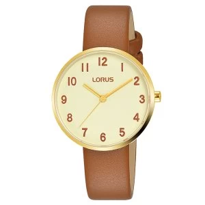 Image of Lorus RG222SX9 Ladies Champagne Dial Tan Leather Strap Watch