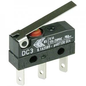 Image of Cherry Switches Microswitch DC3C L1LC 250 V AC 0.1 A 1 x OnOn IP67 momentary