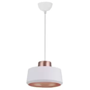 Image of Larissa Lighting - Larissa Razgrad Cylindrical Ceiling Pendant Light 1x E27 White-Copper