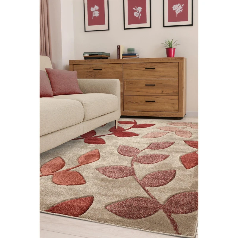 Image of Homemaker Newport Leaf Rug Terracotta Terracotta unisex 200x290cm