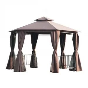 Image of Outsunny Gazebo Canopy, 2-Tier-Brown
