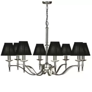 Image of Avery Ceiling Pendant Chandelier Light 8 Lamp Bright Nickel & Black Pleat Shade