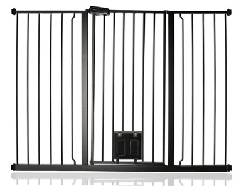 Image of Bettacare Pet Gate With Lockable Cat Flap, 133.2Cm - 140.8Cm, Black, 104Cm In Height