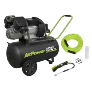 Image of Sealey Air Compressor 100L Direct Drive 3hp & Air Accessory Kit