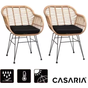 Image of Casaria - Set Of 2 Wicker Chairs Garden Seat Dining Stool With Cushions In Rattan Optics Lounge Seating Accommondation