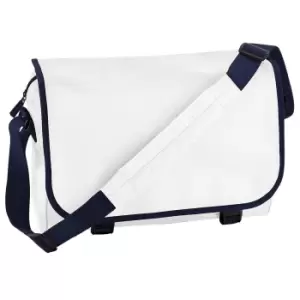 Image of Bagbase Adjustable Messenger Bag (11 Litres) (one Size, White/French Navy)
