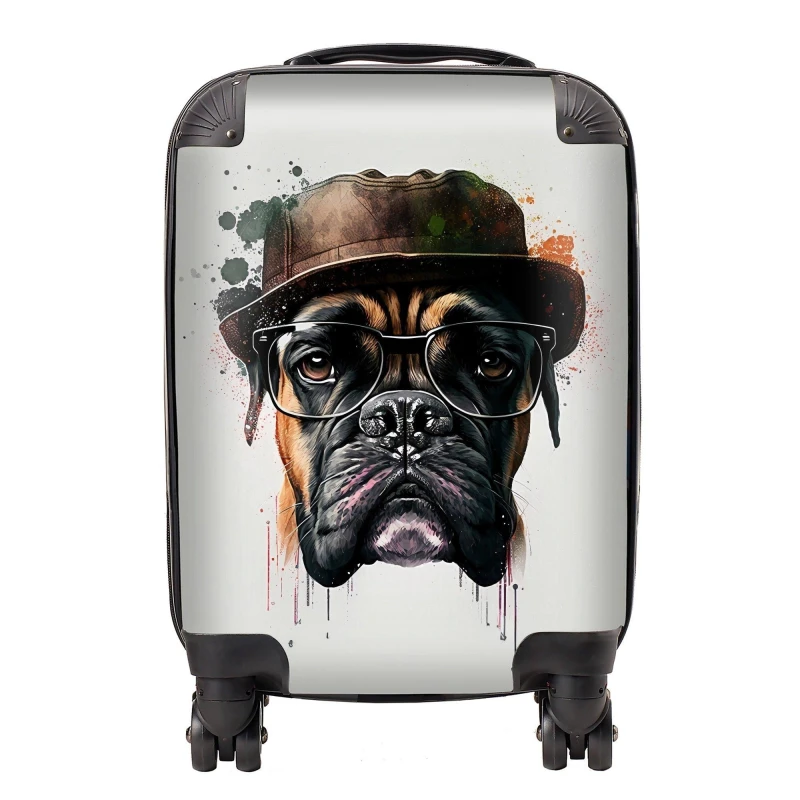 Image of Warren Reed - Designer Boxer Dog Splashart Suitcase Size: Medium Multicolor Unisex Medium