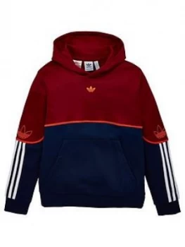 Image of Boys, adidas Originals Outline Hoodie - Burgundy, Size 7-8 Years