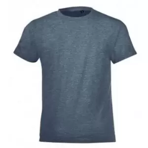 Image of SOLS Childrens/Kids Regent Short Sleeve Fitted T-Shirt (4 Years) (Heather Denim)