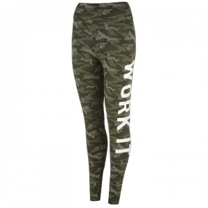 Image of Golddigga All Over Print Leggings Ladies - Green Camo WI