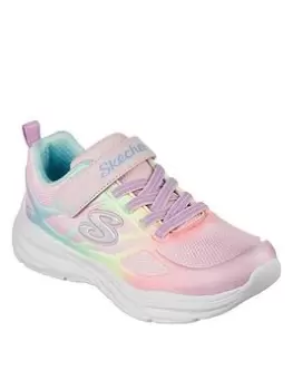 Image of Skechers Girls Power Jams Multi Satin Embossed Trainer, Pink, Size 12 Younger