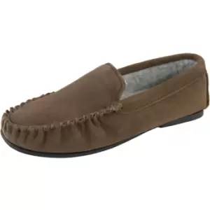 Image of Eastern Counties Leather Mens Berber Fleece Lined Suede Moccasins (8 UK) (Taupe)