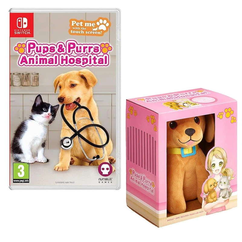 Image of Numskull Games Pups & Purrs Animal Hospital Game + Dog Plushie