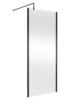 Image of Hudson Reed 900mm Outer Framed Wetroom Screen With Support Bar - Matt Black