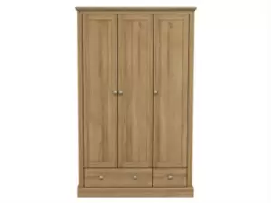 Image of LPD Devon 3 Door 2 Drawer Oak Triple Wardrobe Flat Packed