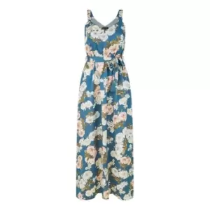 Image of Mela London Blue Satin Floral Print Maxi Dress - Blue