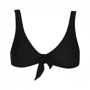 Image of Seafolly Luna Tie Crop Bikini Top - BLACK