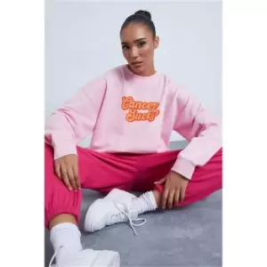 Image of I Saw It First Pink Cancer Sucks Oversized Sweatshirt - Pink