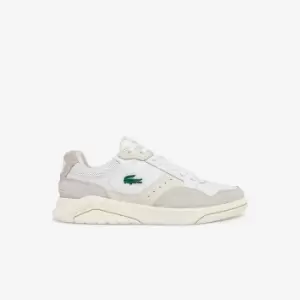 Image of Lacoste Mens Game Advance Luxe Leather and Suede Trainers Size 7 UK White & Off White