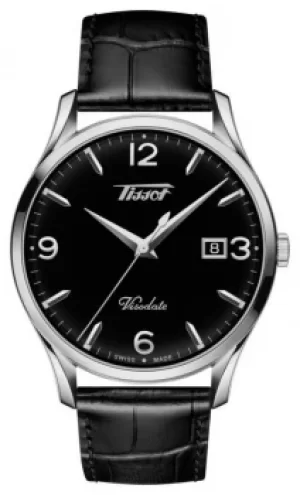 Image of Tissot Mens Visodate Heritage Quartz Black Leather Black Watch