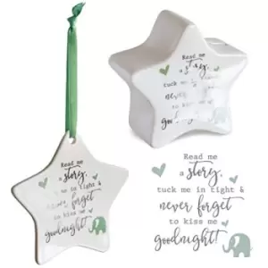 Image of Said with sentiment Star Shaped Money Box & Hanging Star Decoration - Never Forget