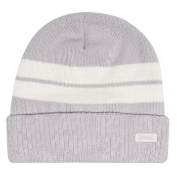 Image of Lonsdale Turn Up Beanie Hat Mens - Grey/Ecru