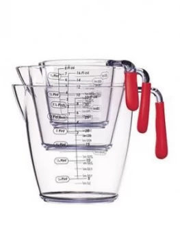 Image of Colourworks Red Acrylic Measuring Jugs ; Set Of 3
