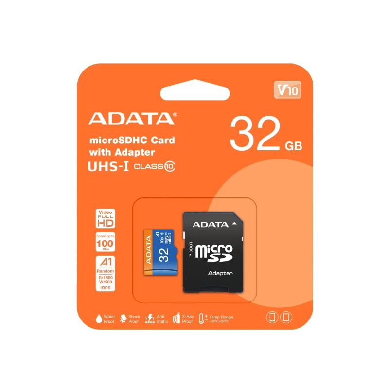 Image of ADATA 32GB, microSDHC, Class 10 UHS-I AUSDH32L10A1RA1