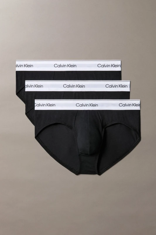 Image of Calvin Klein Mens Icon Cotton Hip Brief 3Pk, Black Size: Medium Black Male M
