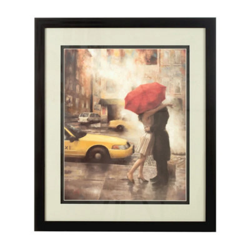 Image of Premier Housewares Framed Couple Under Umbrella Wall Art Black