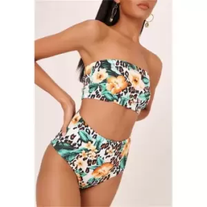 Image of I Saw It First White Leopard Floral Print High Waisted Bikini Bottoms - White