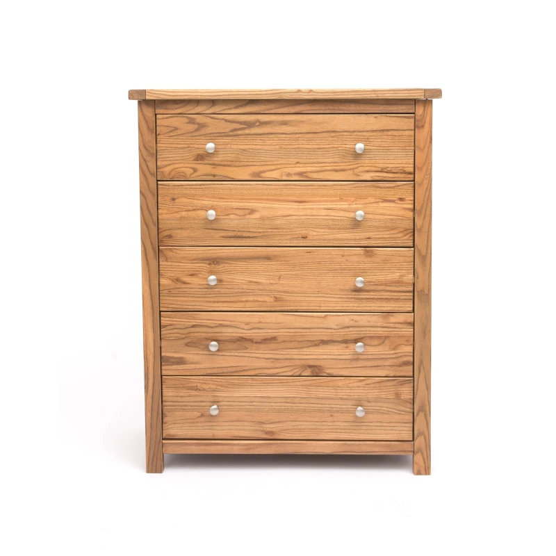 Image of Cabinet Bits Trivento 5 Drawer Chest of Drawers Chrome Knob in Natural Natural Unisex