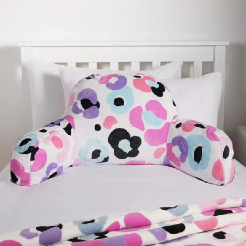 Image of OHS OHS Leopard Cushion Bed Reading Pillow Gamer Soft Arms Lumbar Chair Support in Pink Pink One Size Unisex 5027434203178