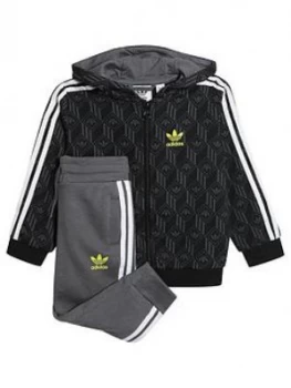 Image of Boys, adidas Originals Fz Hoodie Set, Black, Size 9-12 Months