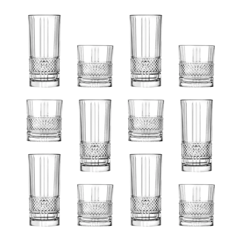 Image of RCR Crystal 12 Piece Brillante Glassware Set in Clear Clear Unisex
