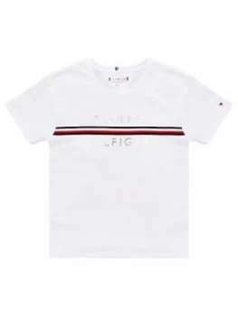 Image of Tommy Hilfiger Girls Short Sleeve Flag Tape T-Shirt - White