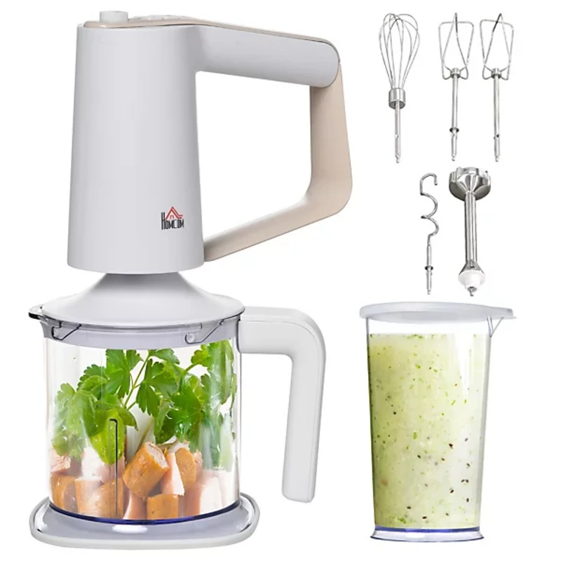 Image of HOMCOM Five-In-One Hand Mixer w/ Five Speed Settings - White