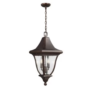 Image of 3 Light Medium Outdoor Ceiling Chain Lantern Bronze, E14