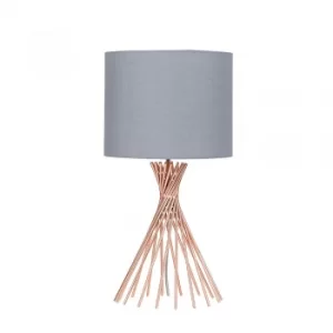 Image of Gosforth Copper Table Lamp with Dark Grey Reni Shade