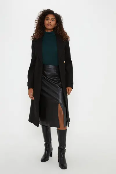 Image of Dorothy Perkins Longline Belted Coat Black