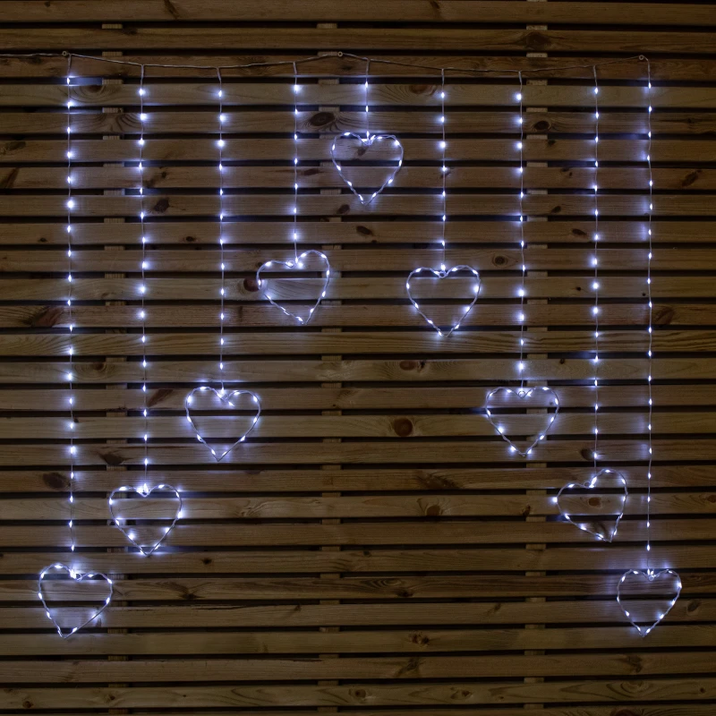 Image of 1.2 x 1.2m Light up Christmas Heart Curtain Lights with 229 Cool White LEDs