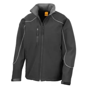 Image of Result Mens Ice Fell Hooded Softshell Breathable Waterproof Jacket (345 GSM) (L) (Black)