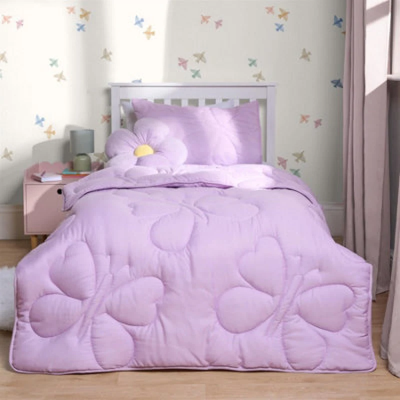 Image of OHS OHS Coverless 7.5 TOG Butterfly Kids Duvet Cover Bedding Pillowcase Set in Lilac Size: Double Lilac Double Unisex 5027434210787