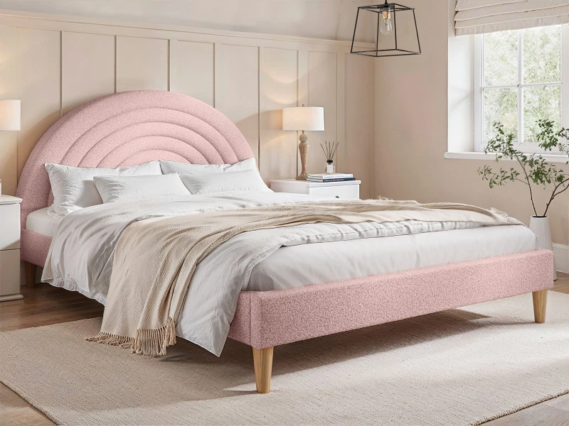 Image of Flair Ava Boucle Double Bed in Pink Pink Unisex Double