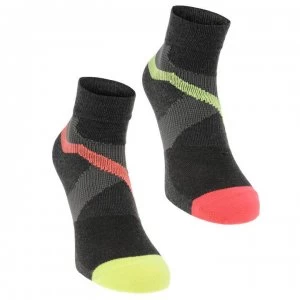 Image of Karrimor Support Quarter Length Socks 2 Pack Mens - Blk/Coral/Yell