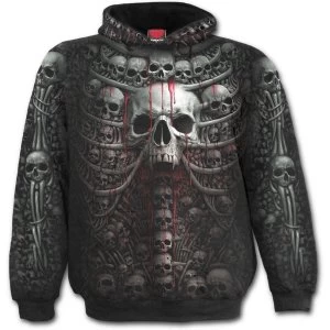 Image of Death Ribs Allover Mens Medium Hoodie - Black