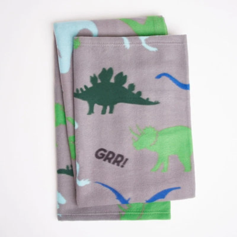 Image of OHS OHS Dinosaur Fleece Blanket Kids Soft Warm Throw in Grey Size: 130cm x 160cm Grey 130cm x 160cm Unisex 5027434136278