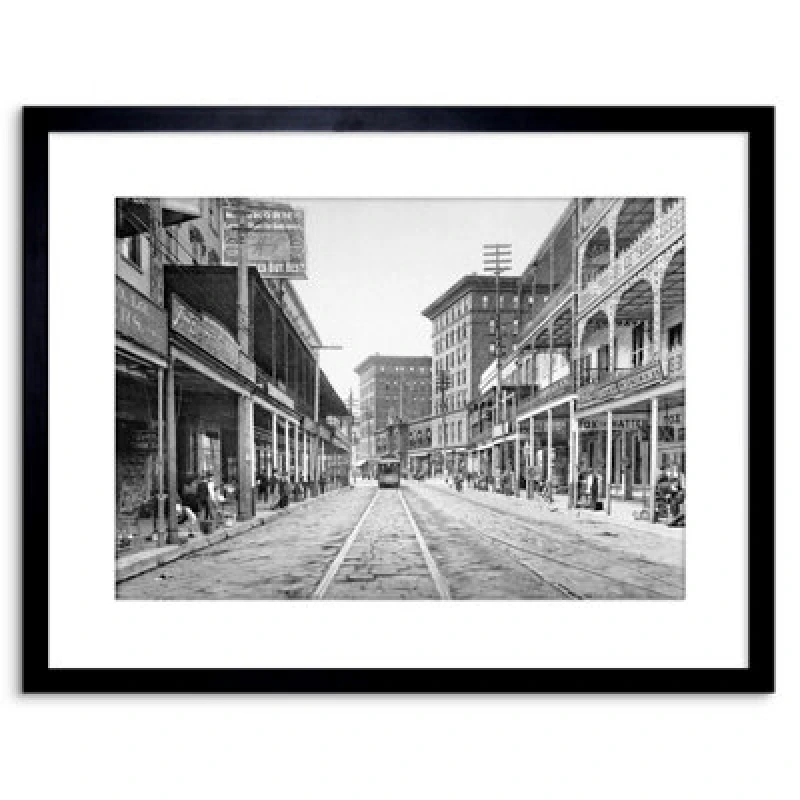 Image of Artery8 Wall Art Print Vintage Photo St Charles Street 1900 New Orleans Artwork Framed 9X7 Inch