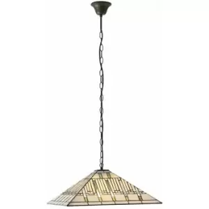 Image of Tiffany Glass Hanging Ceiling Pendant Light Dark Bronze 3 Lamp Shade i00143